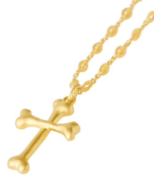 Bone Cross Necklace (Matt Gold)【Japan Jewelry】