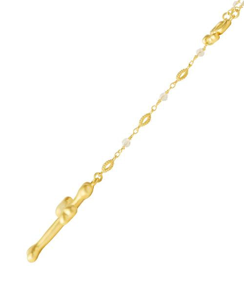 Bone Cross Rosary Necklace (Matt Gold)【Japan Jewelry】