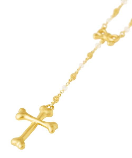 Bone Cross Rosary Necklace (Matt Gold)【Japan Jewelry】