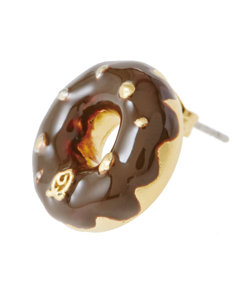 Chocolate Nuts Doughnuts Pierced Earring (1 Piece)【Japan Jewelry】