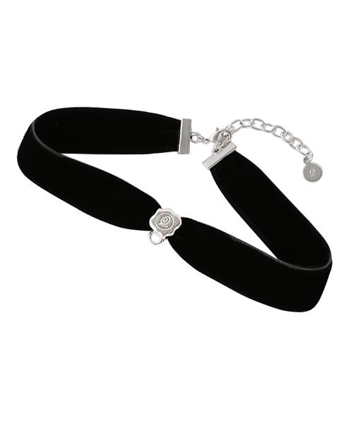 Selectable Happiness Velvet Ribbon Choker (Black & Silver)【Japan Jewelry】