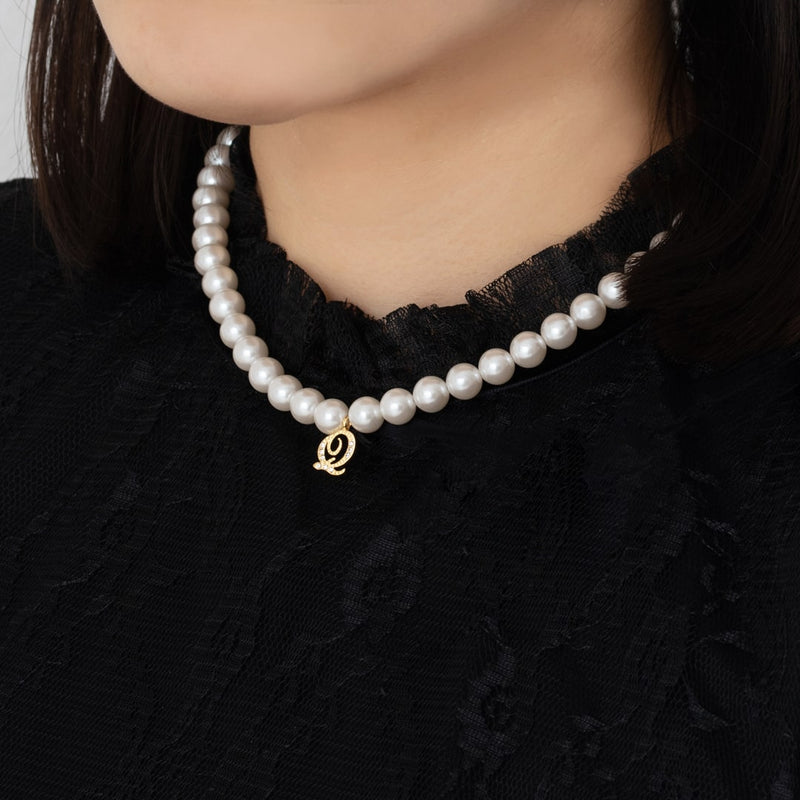 Q Pearl Ribbon Necklace (Classic Black)【Japan Jewelry】
