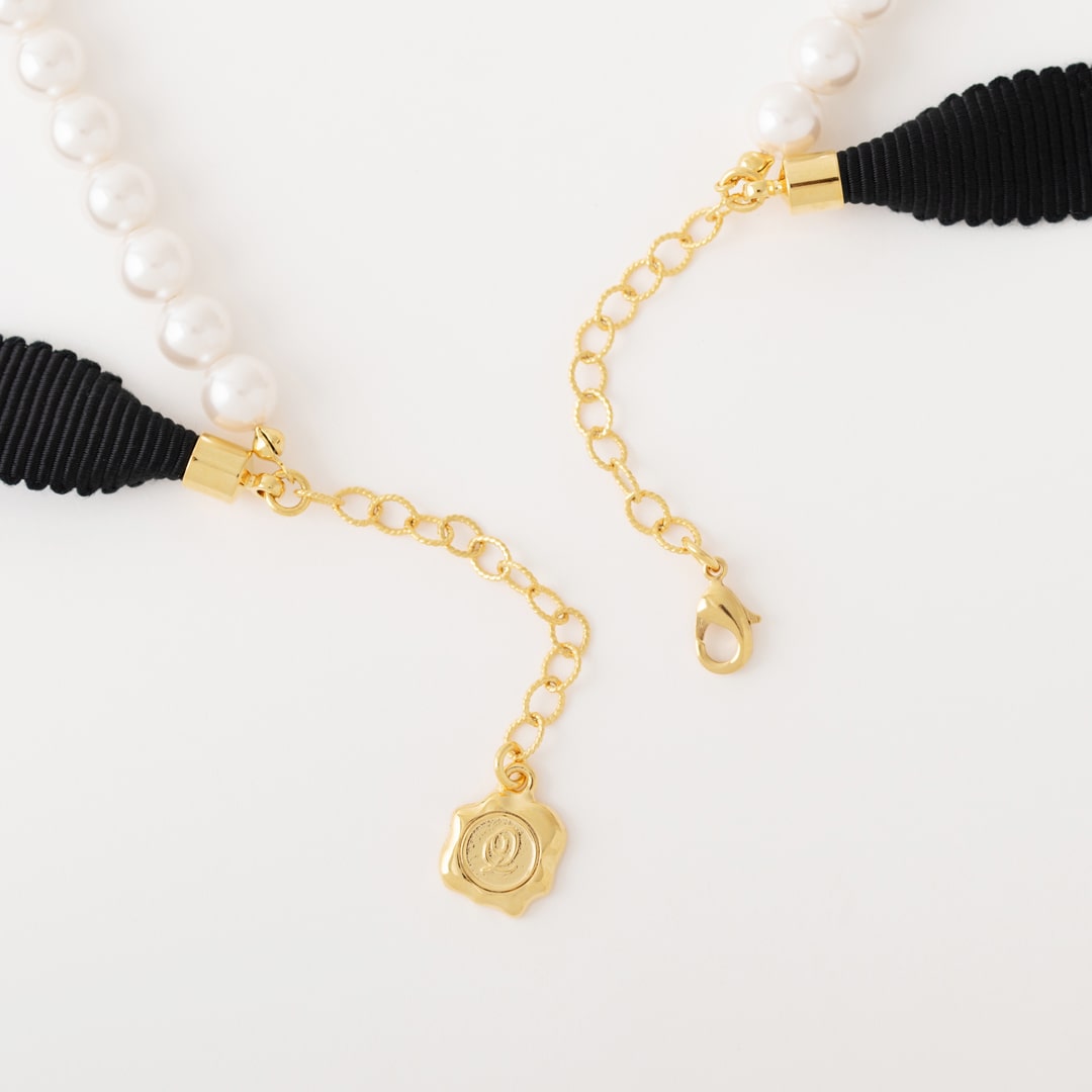 【tanaka daisuke】pearl ribbon necklace tanakadaisuke(タナカダイスケ)| アクセサリー| pearl ribbon chain