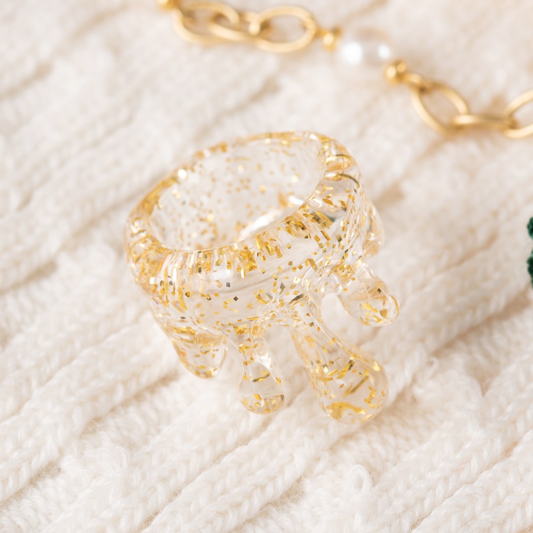Gold Glitter Melt Ring【Japan Jewelry】