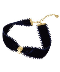 Selectable Happiness Velvet Ribbon Choker (Navy Blue)【Japan Jewelry】