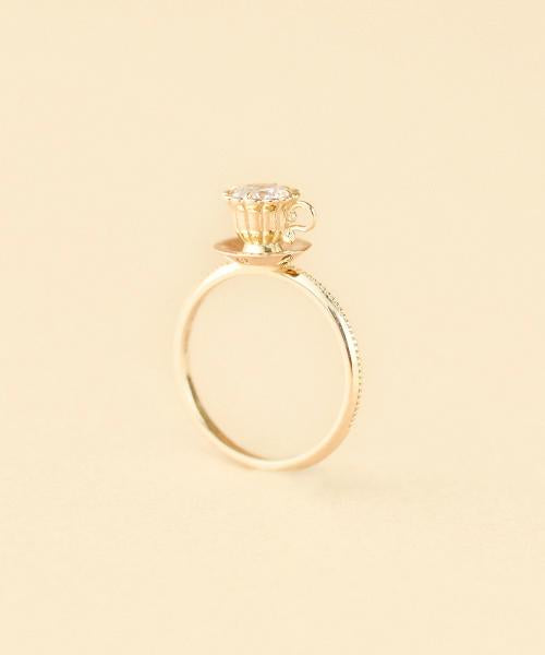 10K Yellow Gold】Tea Cup Ring【Japan Jewelry】 – Japan Jewelry