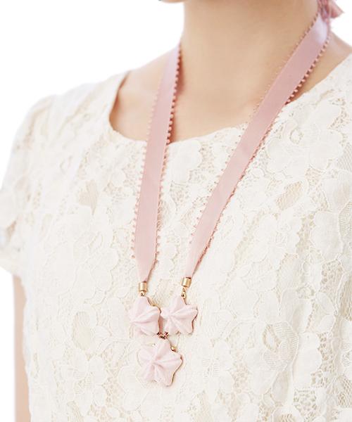 SAKUSAKU SAKURA Meringue Ribbon Necklace【Japan Jewelry】