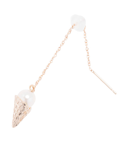 【10K Gold / Order Jewelry】Vanilla Ice Cream Pierced Earring (Single)【Japan Jewelry】