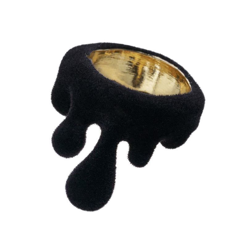 Flocky Black Melt Ring【Japan Jewelry】