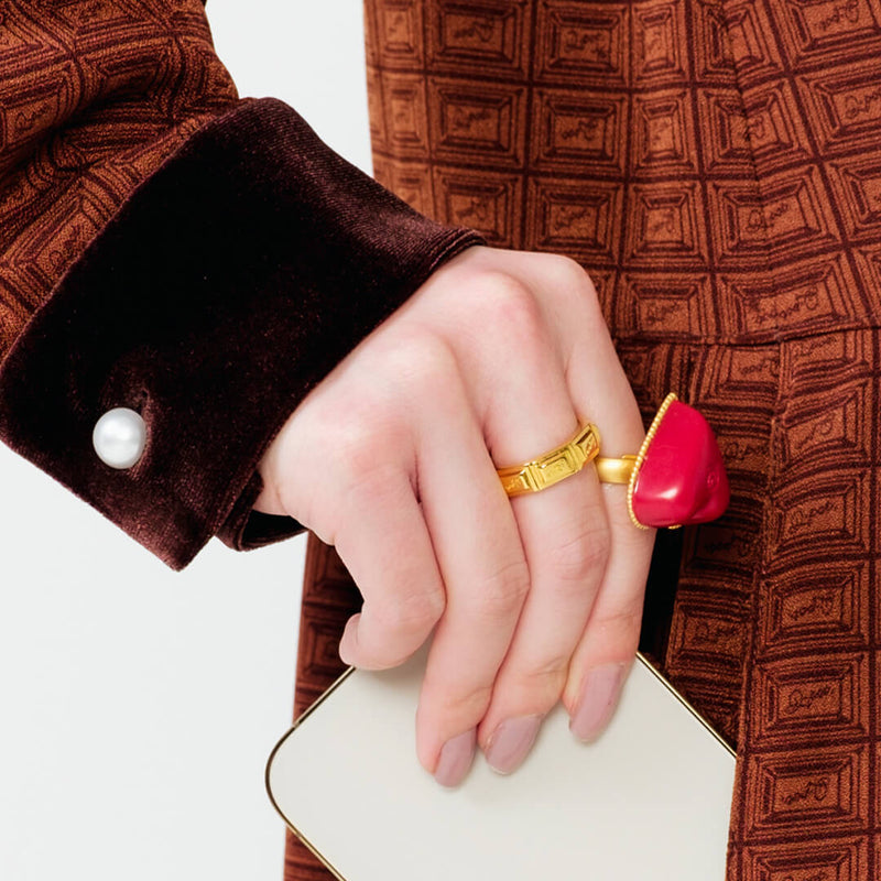 Chocolate Tablet Ring(Gold)【Japan Jewelry】