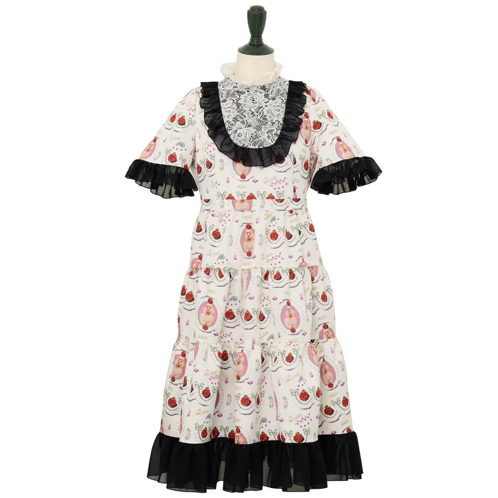 Poodle Cake Bell Sleeve Dress (White)【Japan Jewelry】