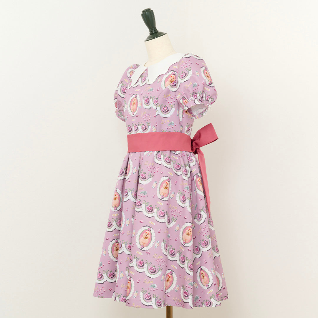 Poodle Cake Puff Sleeve Dress (Old Rose)【Japan Jewelry】