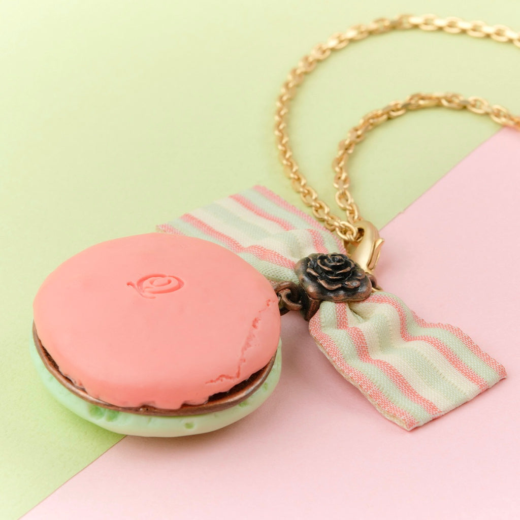Je t'aime Macaron Ribbon Necklace (Pink)【Japan Jewelry】