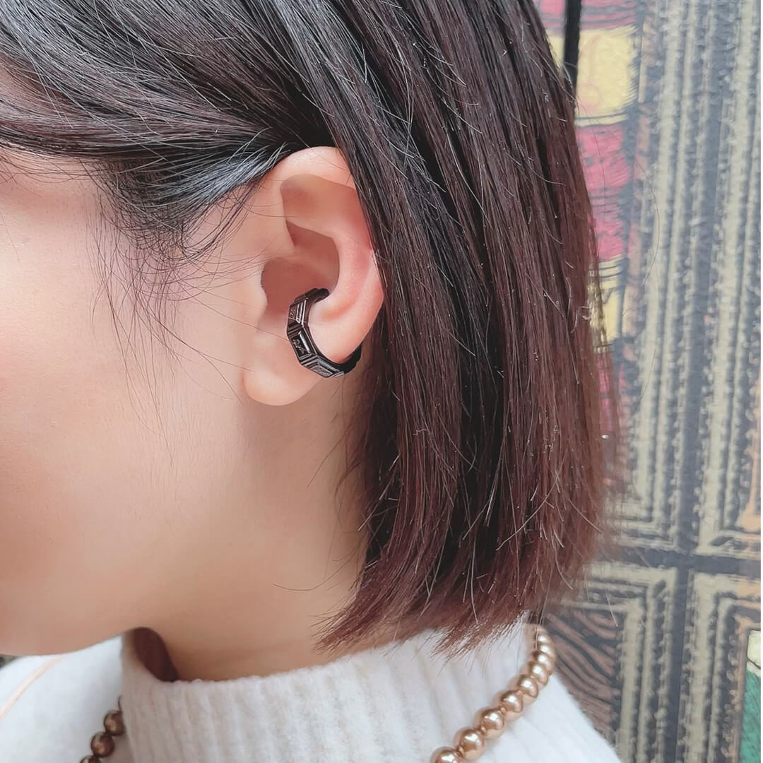 Chocolate Tablet Ear Cuff (Brown)【Japan Jewelry】