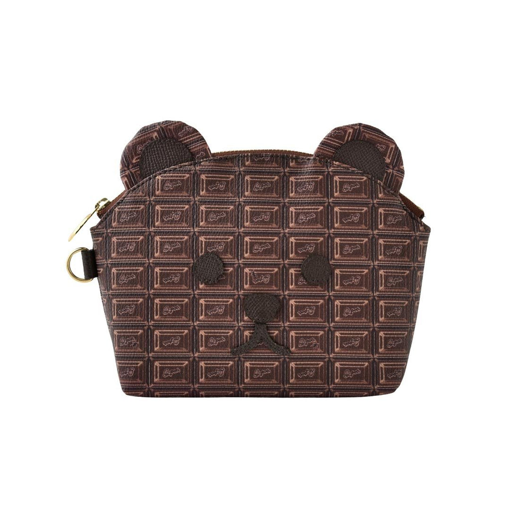 Bitter Chocolate Bear Leather Cosmetic Pouch【Japan Jewelry】