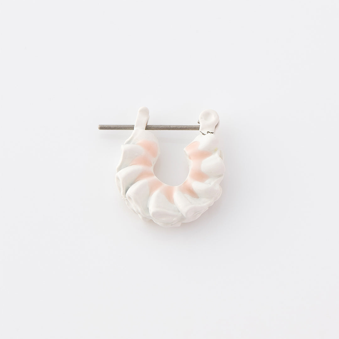 Frill Cream Small Hoop Pierced Earring (Pink / 1 Piece)【Japan Jewelry】