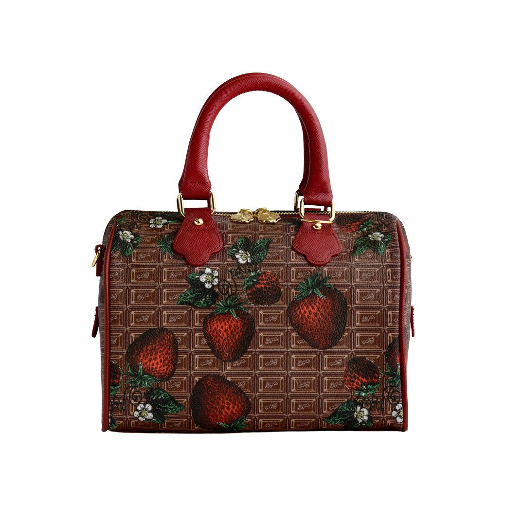 Chocolate × Strawberry Leather Mini Boston Bag【Japan Jewelry】