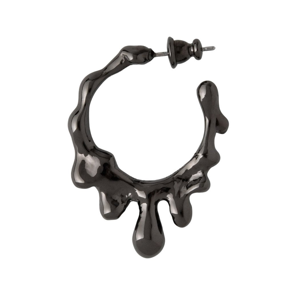 Melty Melt Hoop Earring[Black] (1 Piece)【Japan Jewelry】