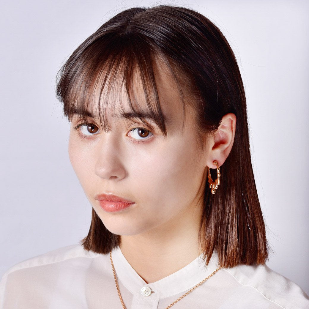 Melty Melt Hoop Pierced Earring (Pink Gold / 1 Piece)【Japan Jewelry】