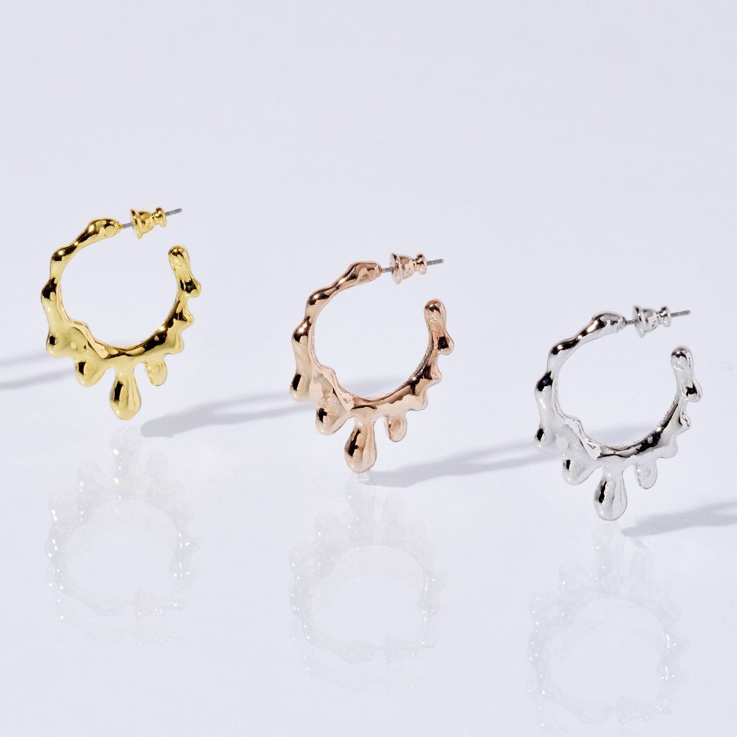 Melty Melt Hoop Earring (Pink Gold / 1 Piece)【Japan Jewelry】