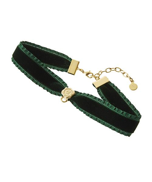 Selectable Happiness Velvet Ribbon Choker (Green)【Japan Jewelry】