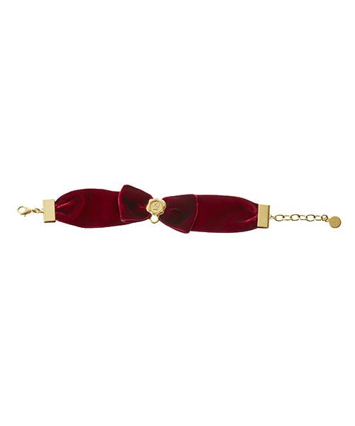 Selectable Happiness Velvet Ribbon Bracelet (Red)【Japan Jewelry】