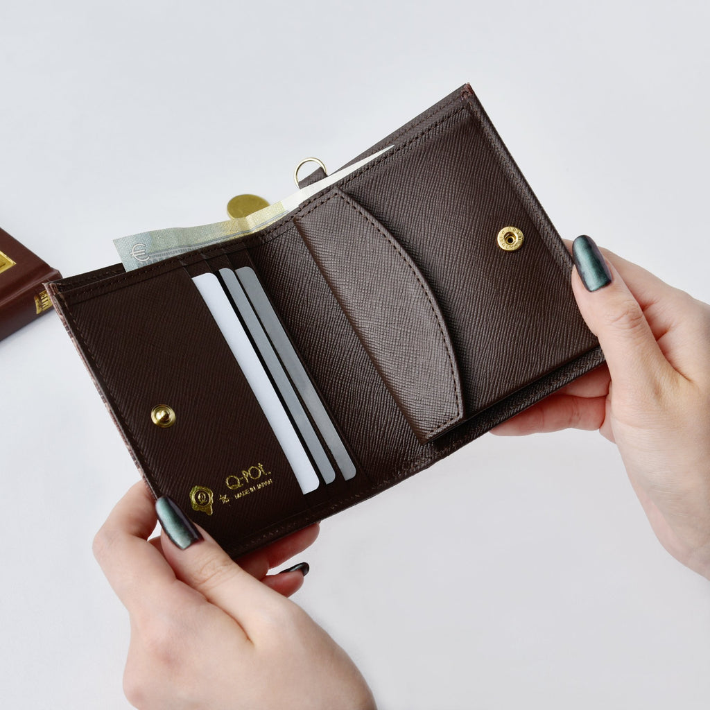 Bitter Chocolate Leather Flap Short Wallet【Japan Jewelry