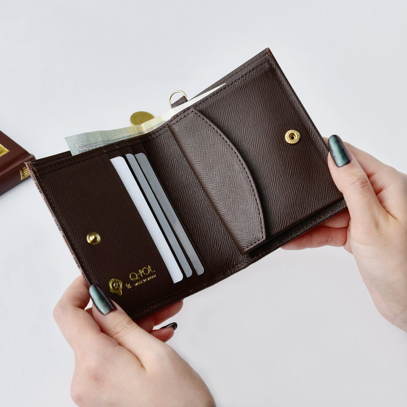 Bitter Chocolate Leather Flap Short Wallet【Japan Jewelry】
