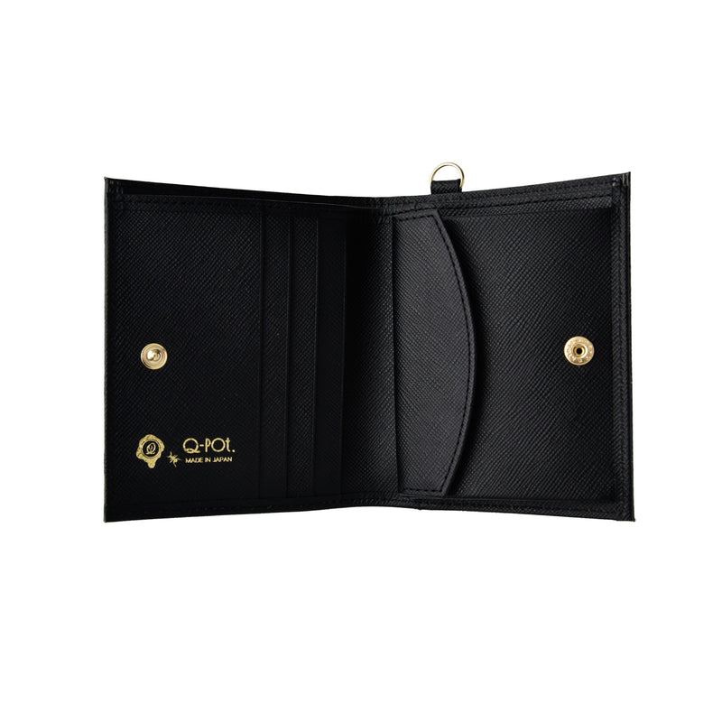 Black Chocolate Leather Flap Short Wallet【Japan Jewelry】
