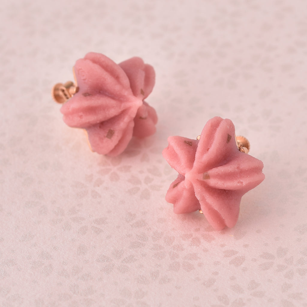 SAKURA bean paste Clip-On Earrings (Pair)【Japan Jewelry】