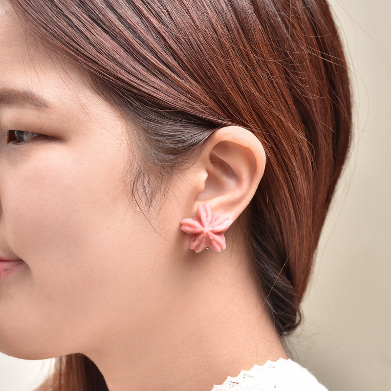 SAKURA Bean Paste Clip-On Earrings (Pair)【Japan Jewelry】