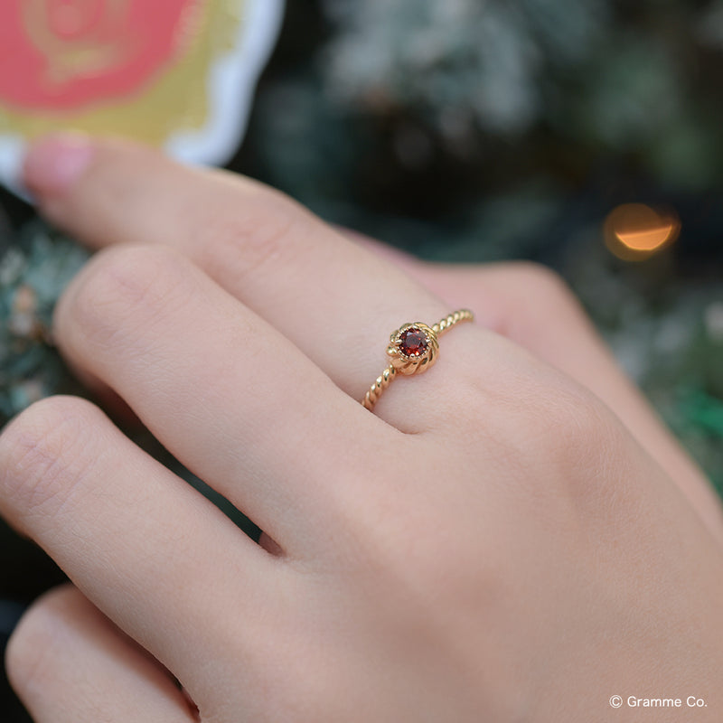 【10K Yellow Gold】One Scoop Raspberry Whipped Cream Ring