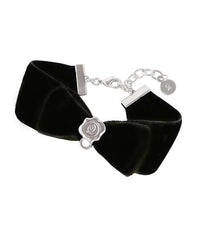 Selectable Happiness Velvet Ribbon Bracelet (Balck & Silver)【Japan Jewelry】